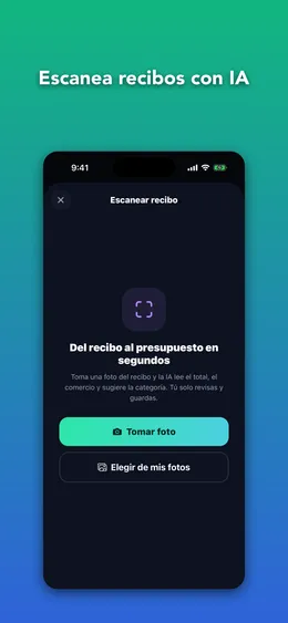Pantalla para escanear un recibo con IA